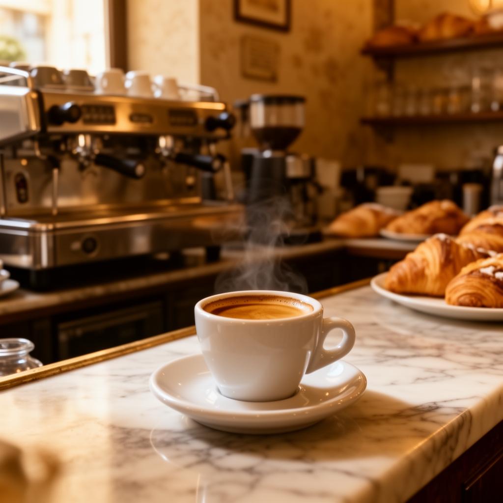Espresso italiano servito al bancone di un bar